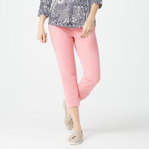 Denim & Co. Regular Comfy Knit Pull-On Crop Pants - coral (20W) a375502